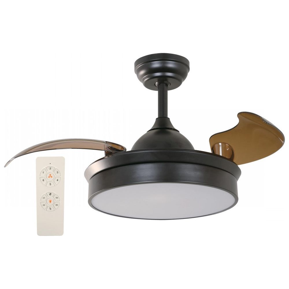 VENTILADOR LED DE TECHO 36" NEGRO 25W 3000/4000/6000K CCT RETRACTIL