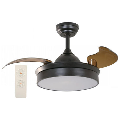 VENTILADOR LED DE TECHO 36" NEGRO 25W 3000/4000/6000K CCT RETRACTIL