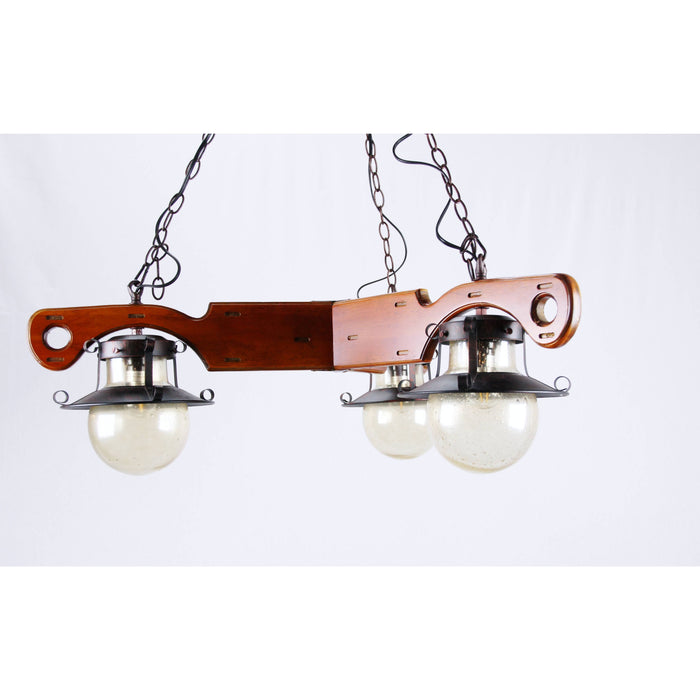 LAMP. COLGANTE MADERA 3L E27 60W