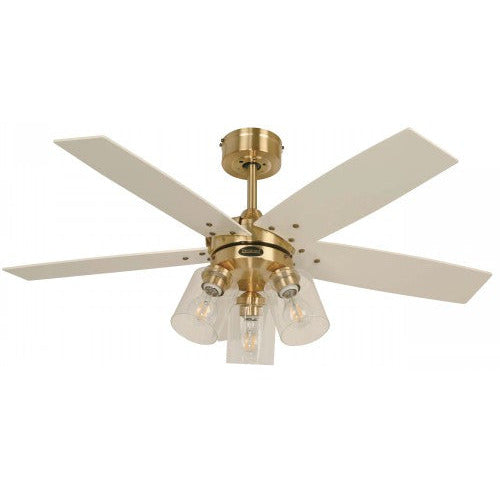 Ventilador De Techo 42" Bronce Dorado 3L E27 30W Con Control Remoto