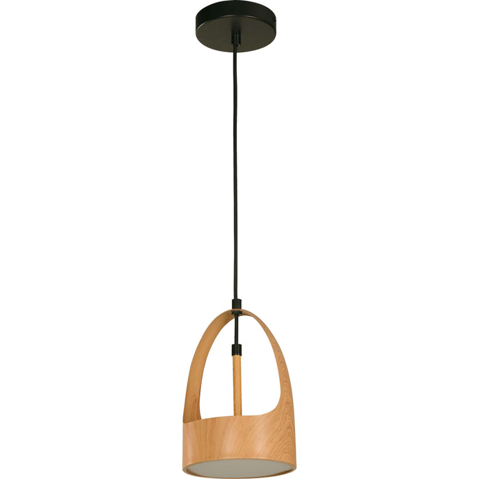 LAMP. LED COLGANTE NEGRO Y MADERA 12W 100-240V 3000K