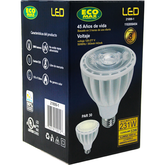 BOMBILLO LED PAR 30 E26 33W 120-277V 3000K