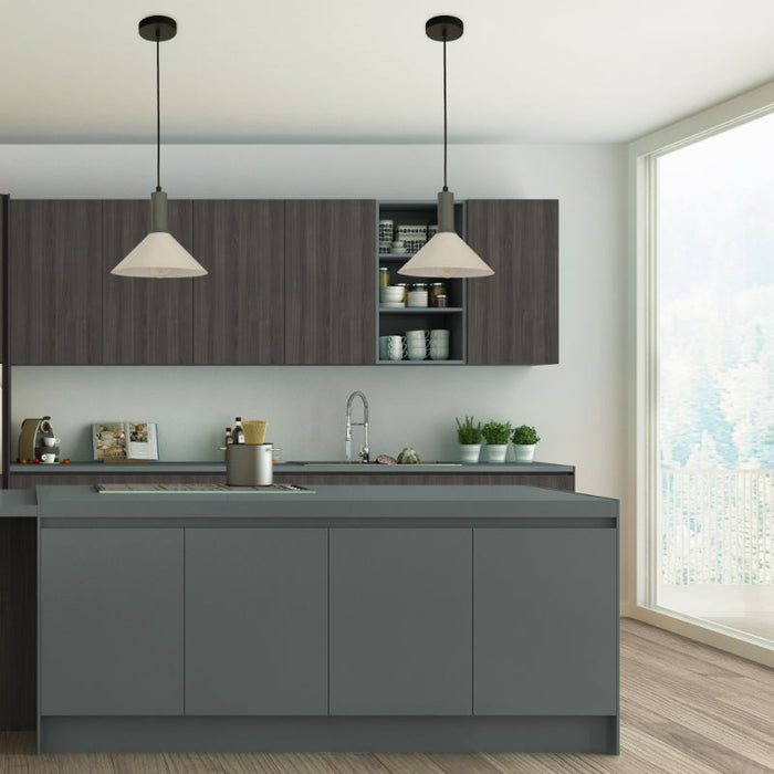 LAMP. COLGANTE NEGRO+GRIS 1L E27 40W