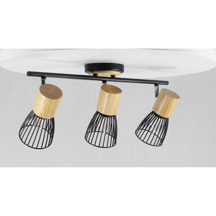 LAMP. TECHO REFLECTORA NEGRO Y CROMO 3L E27 40W