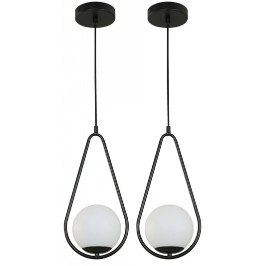 LAMP. COLGANTE NEGRO 1L E27 10W 2 PIEZAS