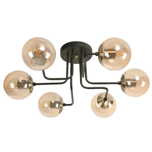LAMP. TECHO BRONCE ANTIGUO+NEGRO 6L E27 40W