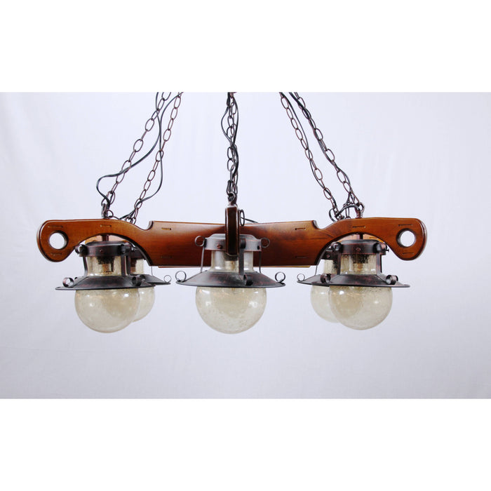 LAMP. COLGANTE MADERA 6L E27 60W