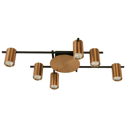 Lámpara Techo Cobre Y Negro 6L Gu10 7W