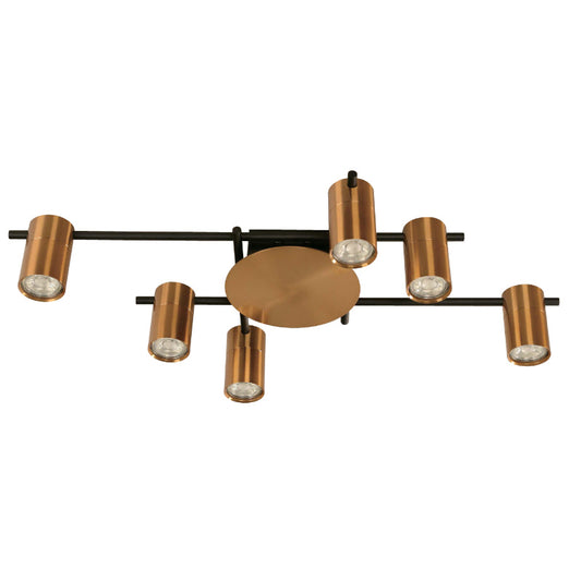 Lámpara Techo Cobre Y Negro 6L Gu10 7W