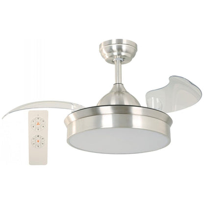 VENTILADOR LED DE TECHO 36" NIQUEL SAT. 25W 3000/4000/6000K CCT RETRACTIL
