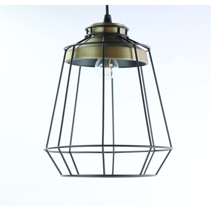 LAMP. COLGANTE NEGRO Y BRONCE ANTIGUO 1L E27 60W