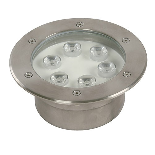 Lámpara Led Exterior  Piso Plateado 1L 6W 12V 6500K Sumergible