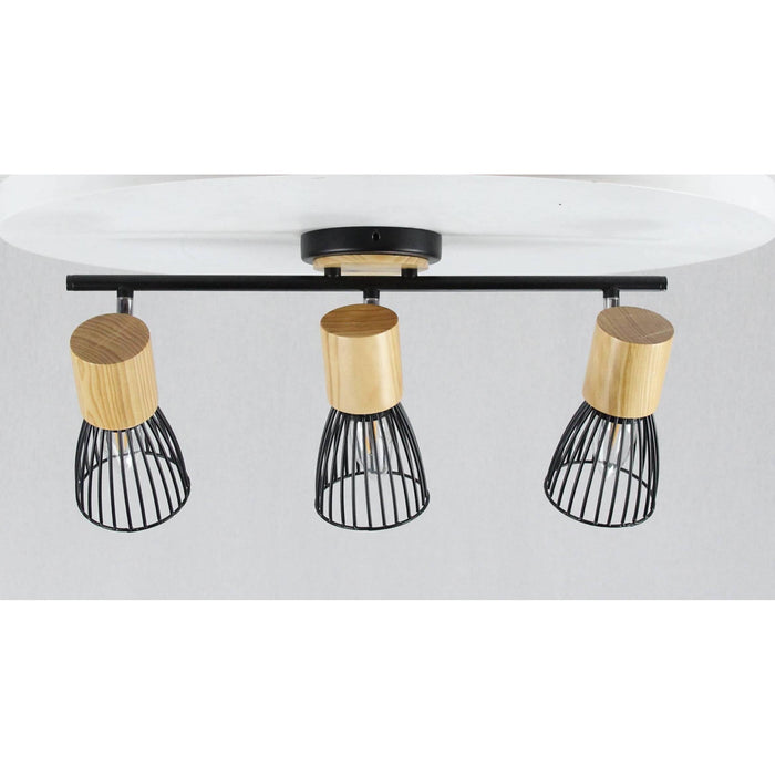 LAMP. TECHO REFLECTORA NEGRO Y CROMO 3L E27 40W