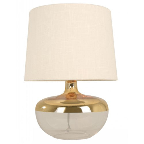 LAMP. MESA TRANSPARENTE Y DORADO 1L E27 60W