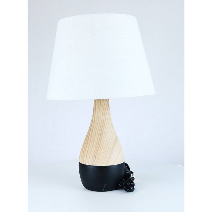 LAMP. MESA NEGRO Y MADERA 1L E27 60W