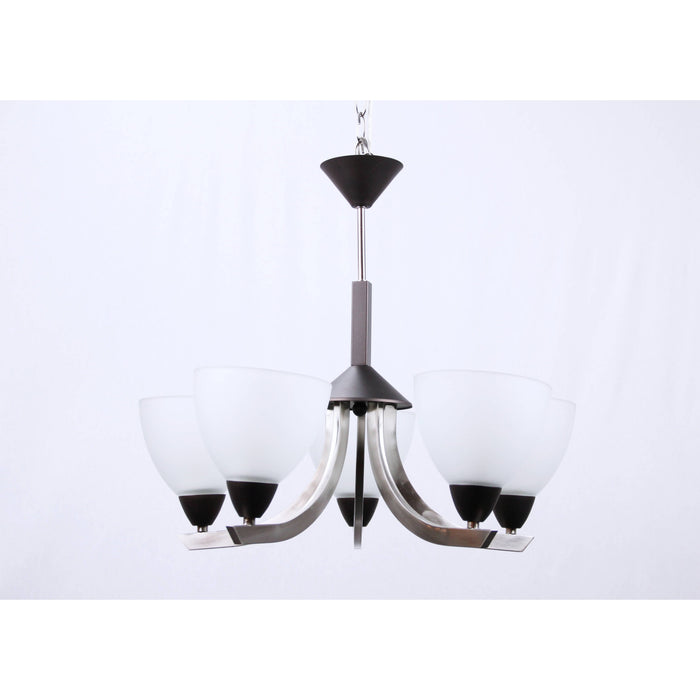 LAMP. COLGANTE NÍQUEL SATINADO 5L E27 60W