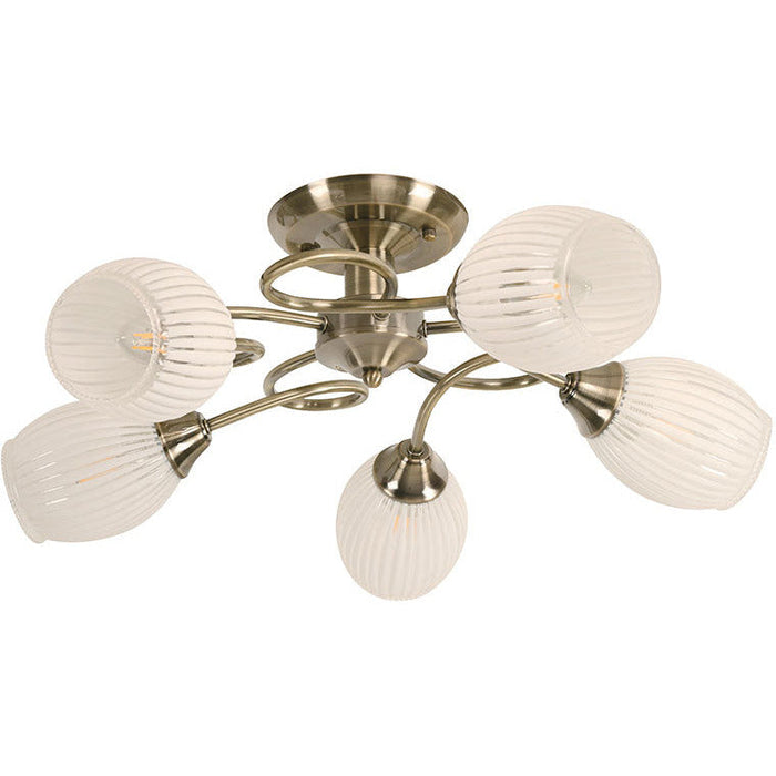 LAMP. TECHO BRONCE ANTIGUO 5L E27 40W