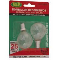 BOMBILLO INCANDESCENTE G45 E14 25W OPALIZADO TWIN PACK