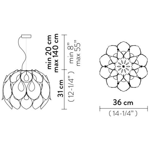 LAMP. COLGANTE FLORA SMALL AZUL 2L E27 12W DIM