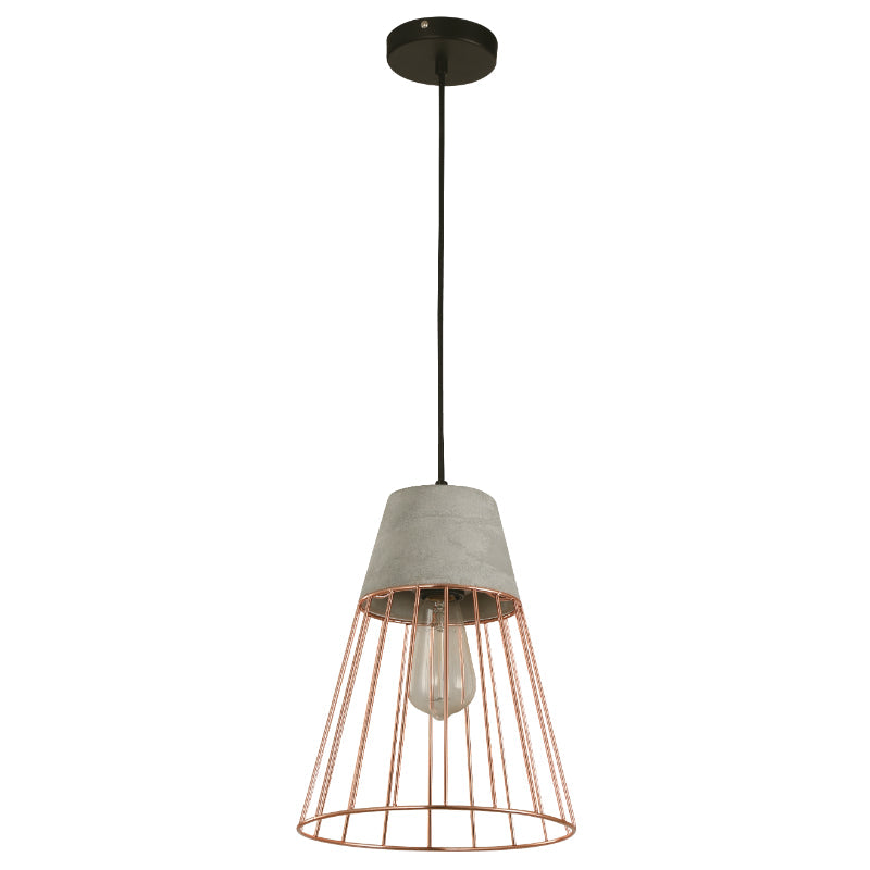 LAMP. COLGANTE NEGRO+COBRE 1L E27 60W