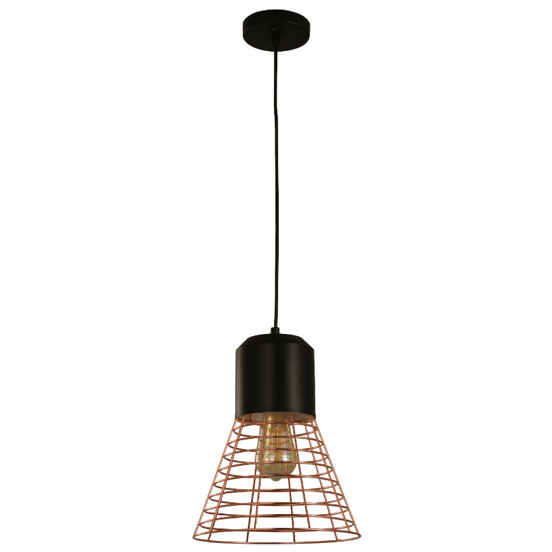 LAMP. COLGANTE NEGRO+COBRE 1L E27 40W
