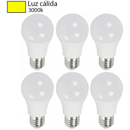 BOMBILLO LED A55 E27 5W 100-240V 3000K 6 PIEZAS