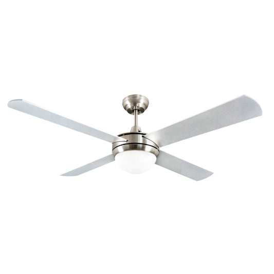 VENTILADOR LED INTELIGENTE TECHO 52" NÍQUEL SATINADO 1L 20W 3000/4000/6000K CON CONTROL REMOTO (DC MOTOR)