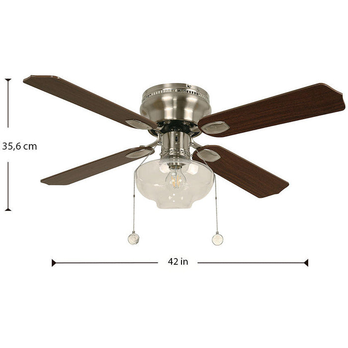 VENTILADOR DE TECHO 42" NÍQUEL SATINADO 1L E27 60W