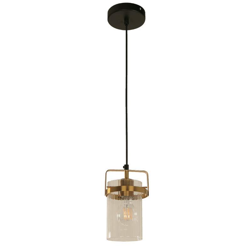 LAMP. COLGANTE NEGRO+BRONCE 1L E27 60W