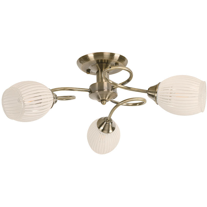 LAMP. TECHO BRONCE ANTIGUO 3L E27 40W