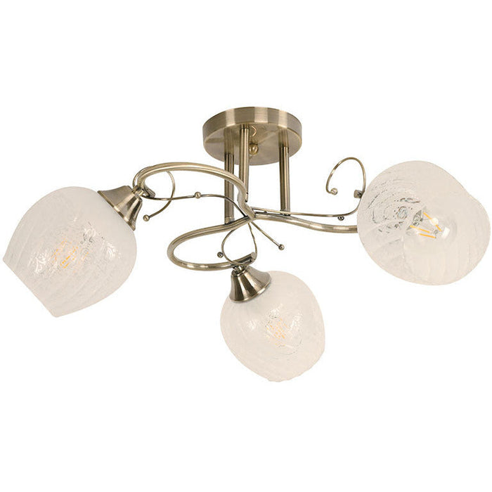 LAMP. TECHO BRONCE ANTIGUO 3L E27 40W