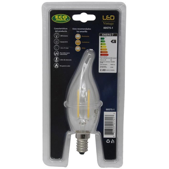 BOMBILLO LED FILAMENTO VELA E14 2W 120V 2700K