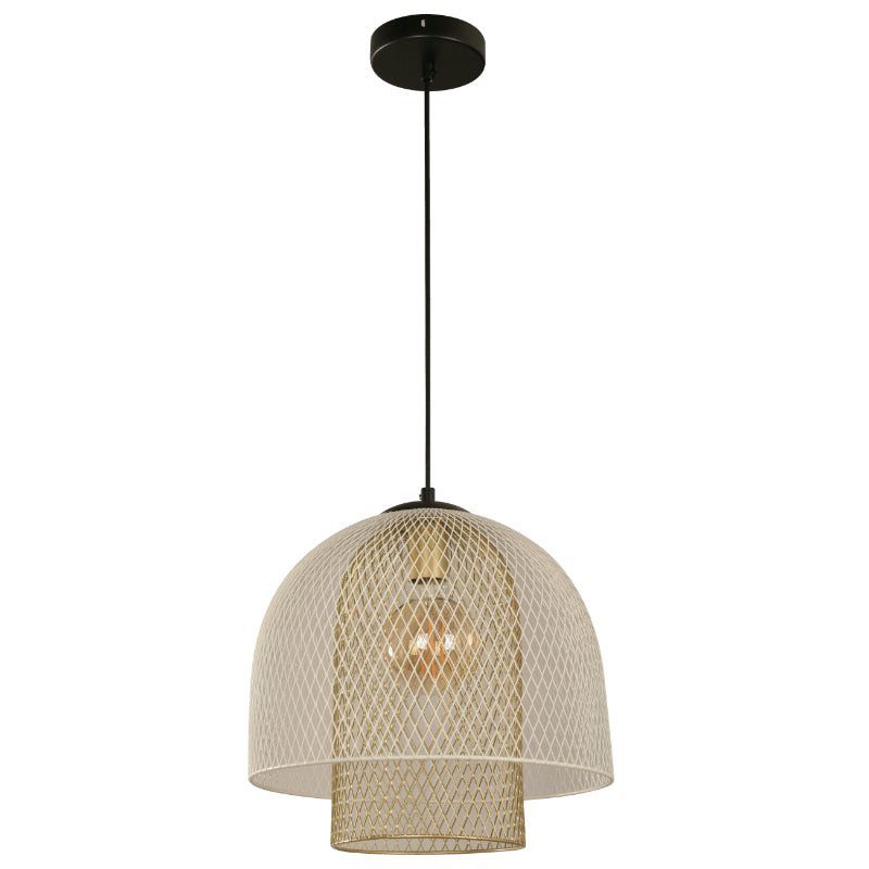 LAMP. COLGANTE NEGRO+DORADO 1L E27 60W