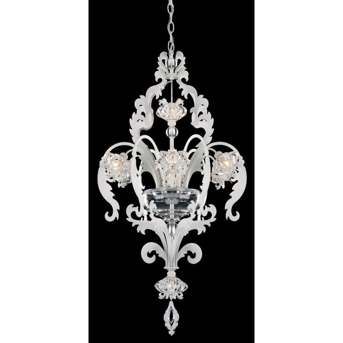LAMP. COLGANTE CHANDELIER BROCADE ETRUSCAN PLATEADO 8L G9 40W