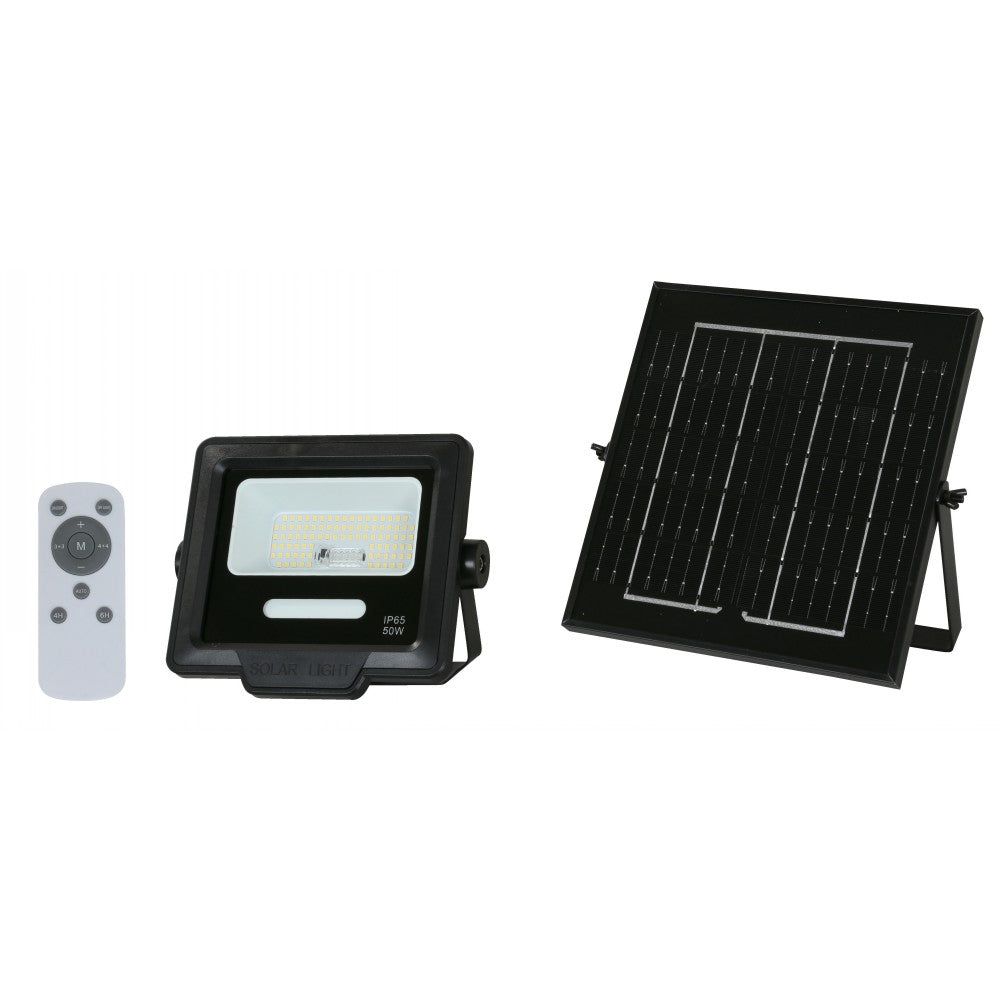 LAMP. LED REFLECTOR SOLAR NEGRO 50W 3.2V 4000K CONTROL REMOTO