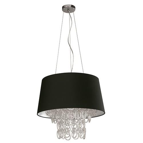 LAMP. COLGANTE CROMO Y NEGRO 3L E27 60W (SOLO PANTALLA)