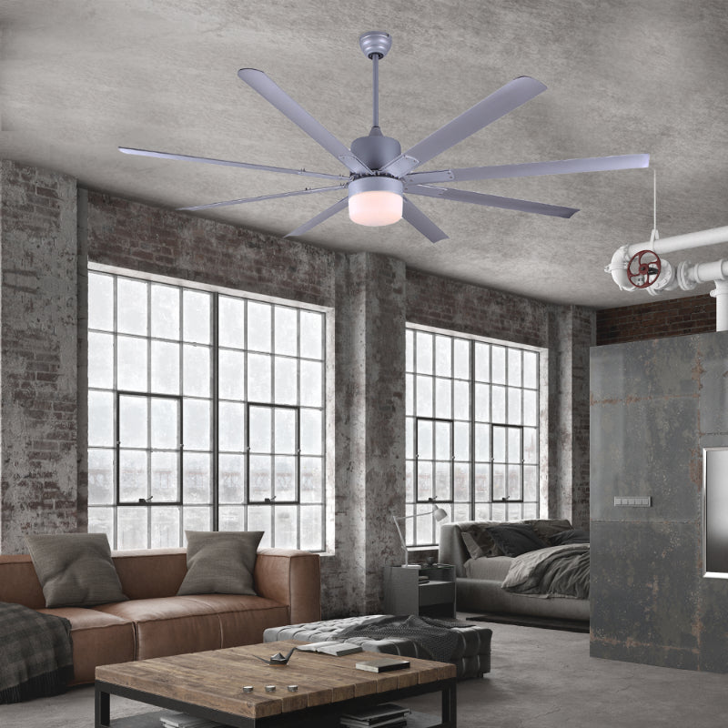 VENTILADOR LED DE TECHO 84" NÍQUEL SATINADO 1L 24W 3000K CON CONTROL REMOTO (DC MOTOR)