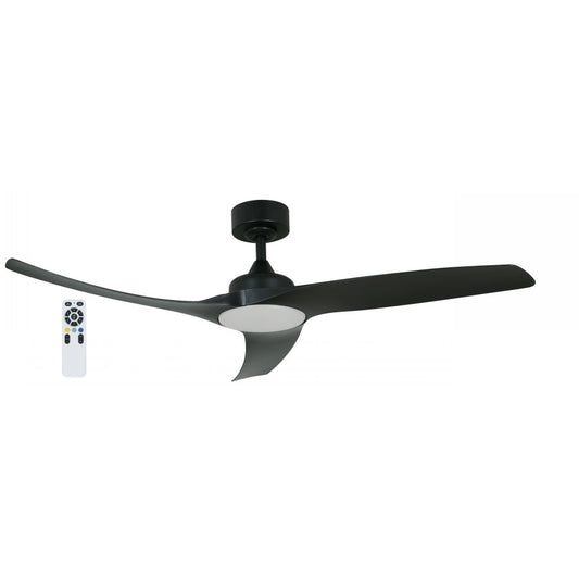 VENTILADOR LED EXT. DE TECHO NEGRO DC 52" 20W 2700/4000/6500K CCT TEMP/LUMEN/DIM. C/R
