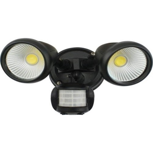 LAMP. LED EXT. REFLECTORA NEGRO 2L 10W 120V 3000K CON SENSOR MOVIMIENTO)