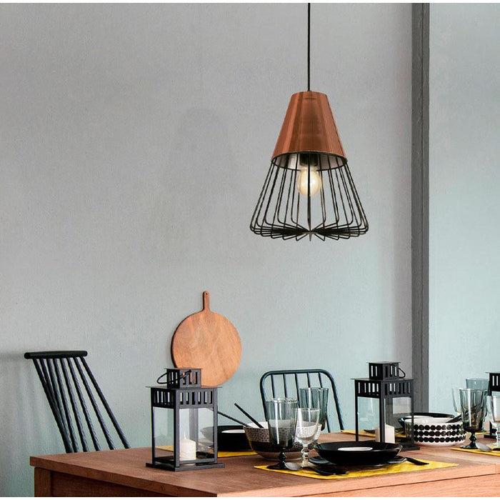 LAMP. COLGANTE COBRE 1L E27 60W