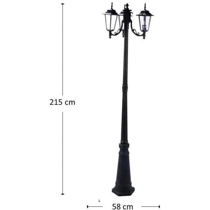 LAMP. EXT. POSTE NEGRO 3L E27 100W