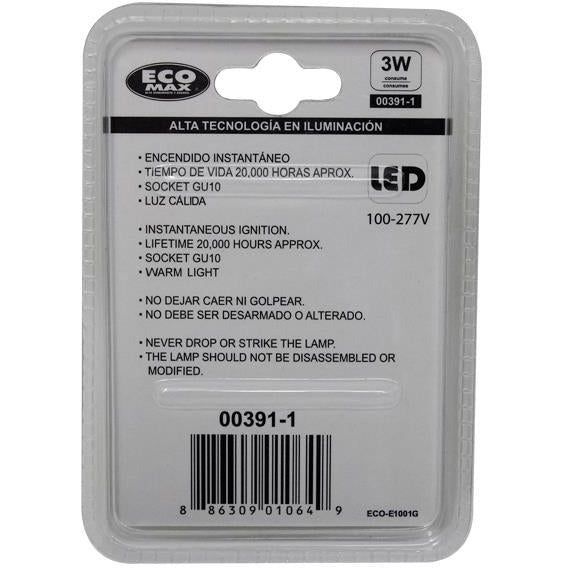 BOMBILLO LED GU10 3W 100-277V 3000K