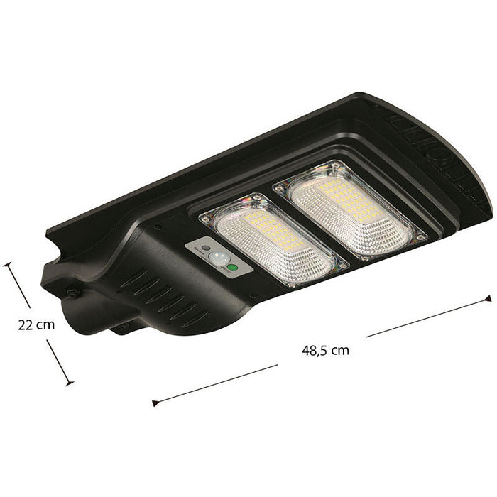 LAMP. LED EXT. SOLAR CALLE NEGRO 1L 60W 3.2V 6000-7000K (CON CONTROL REMOTO, SENSOR DE MOVIMIENTO)
