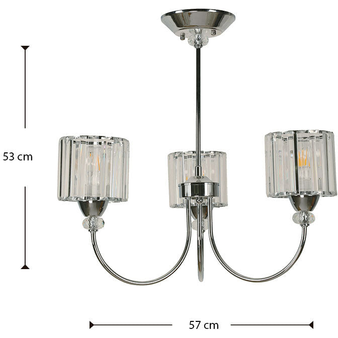 Lámpara Techo Cromo 3L E27 40W