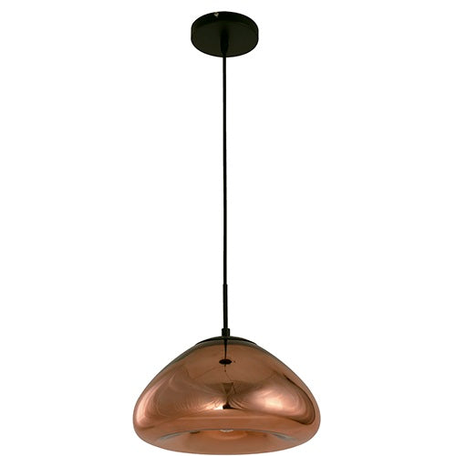 LAMP. COLGANTE NEGRO Y COBRE 1L E27 40W