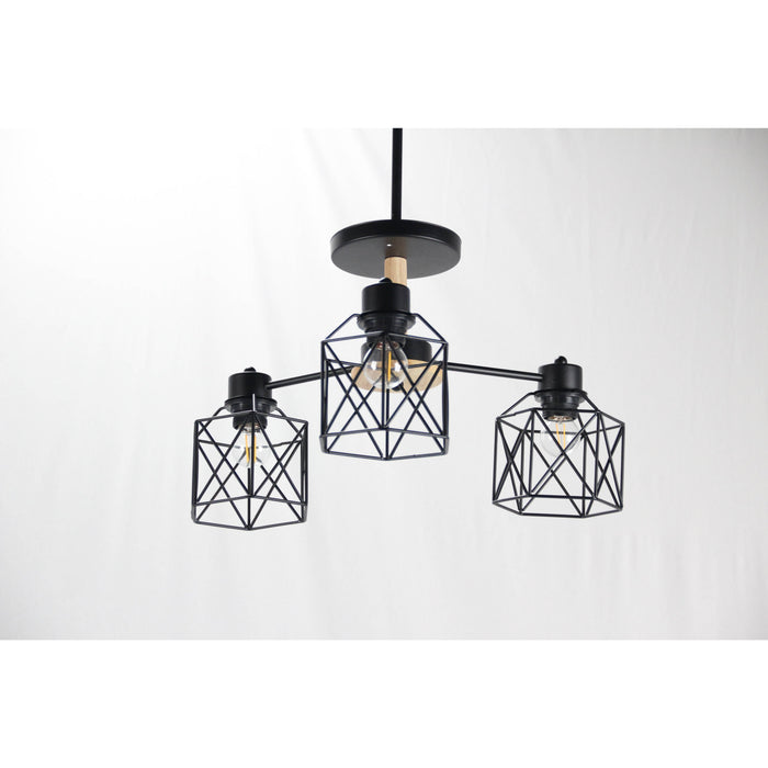 Lámpara Techo Negro 3L E27 40W