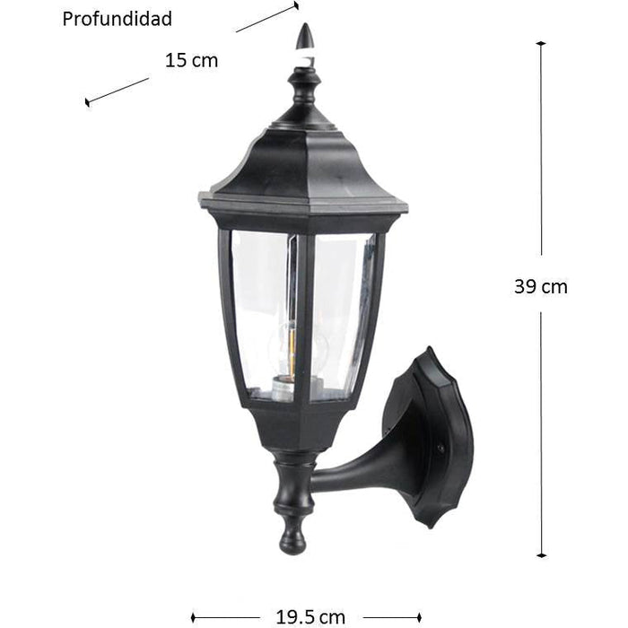 LAMP. EXT. PARED NEGRO 1L E27 40W (2 PIEZAS)