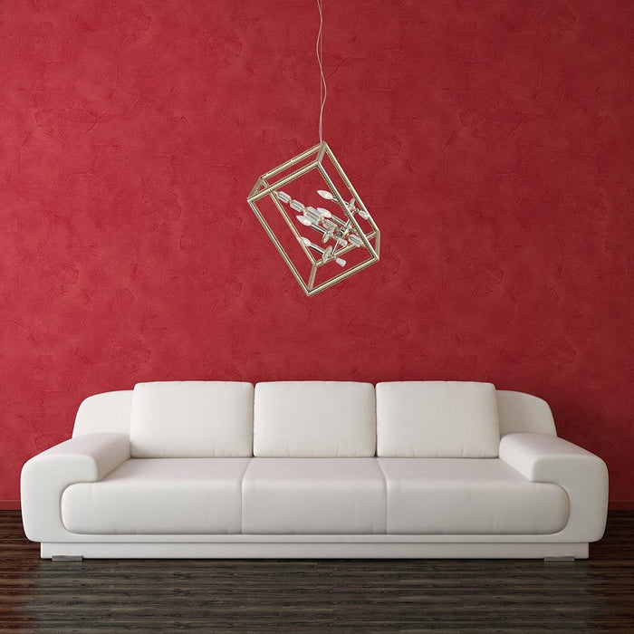 LAMP. COLGANTE HOUDINI PLATEADO Y DORADO 4L E12 60W