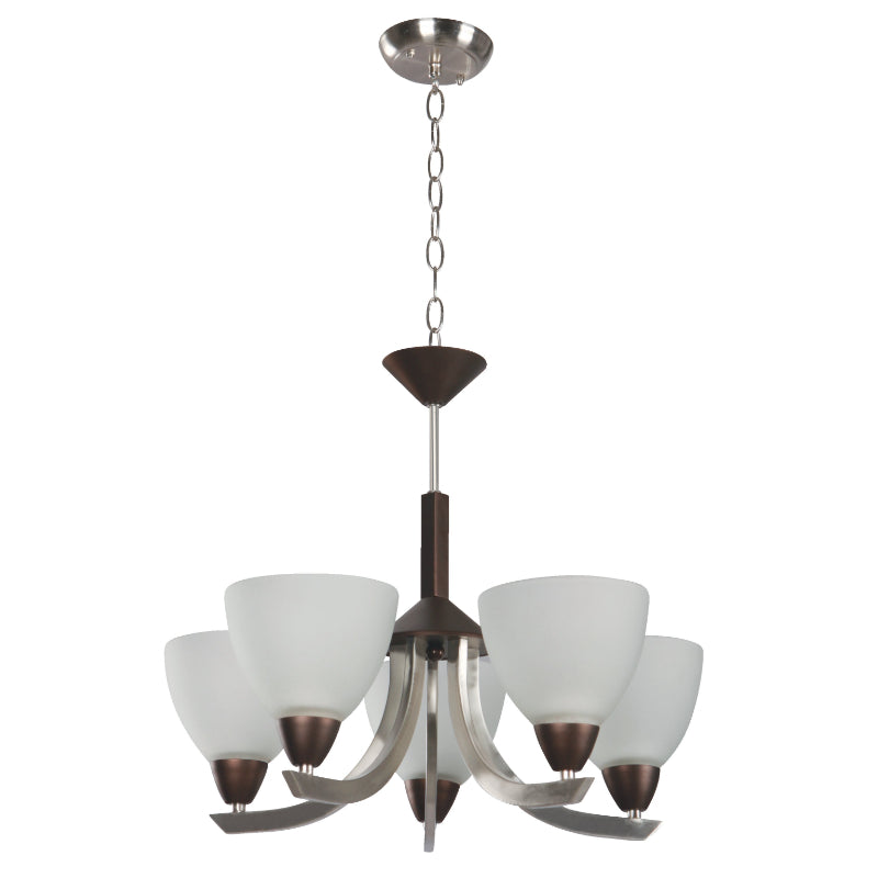 LAMP. COLGANTE NÍQUEL SATINADO 5L E27 60W