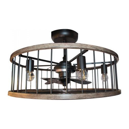 VENTILADOR DE TECHO BRONCE CEPILLADO 6L E27 40W CON
